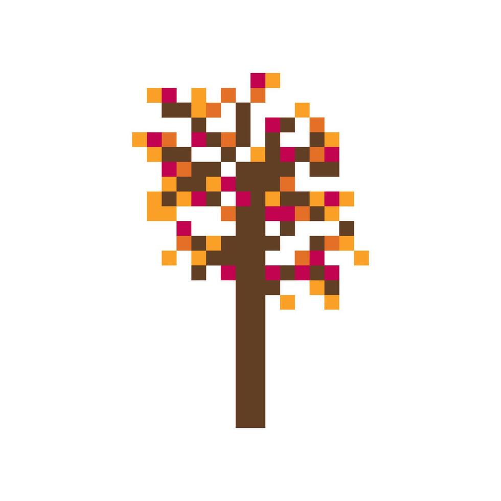 autumn tree pixel art for your needs vector