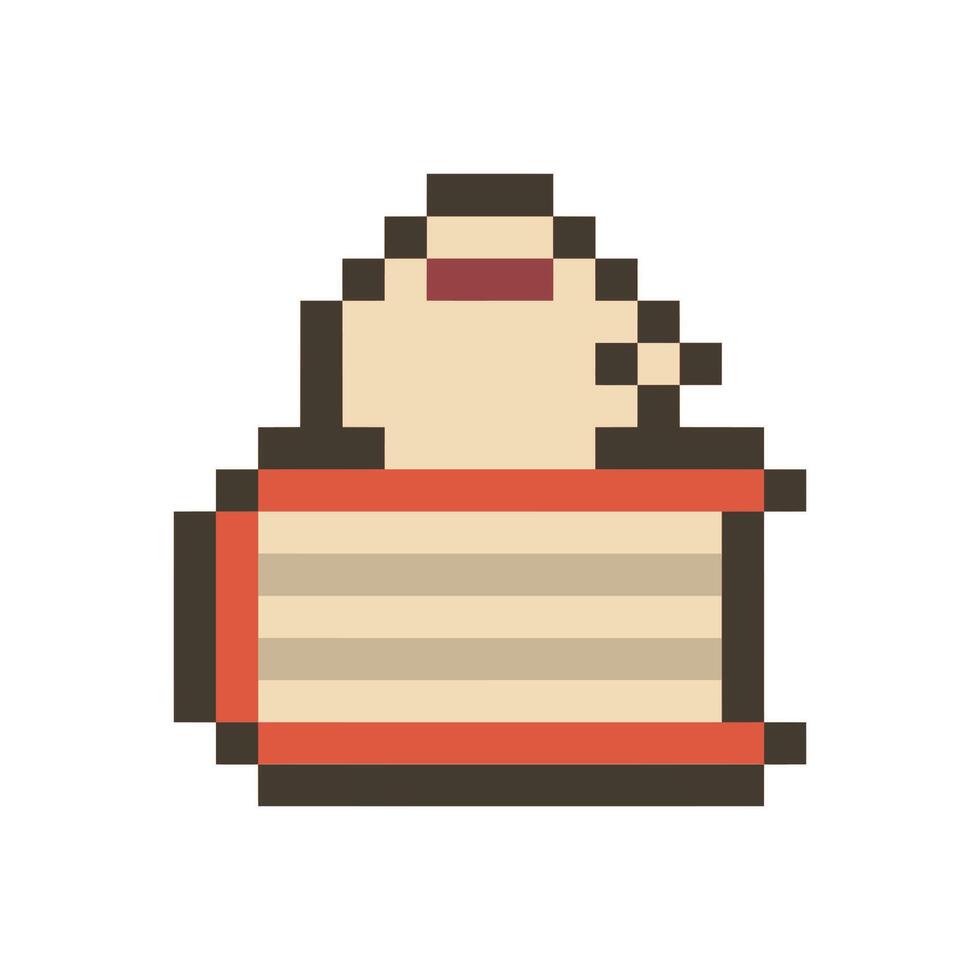 cup of coffee above a book pixel art for your needs vector