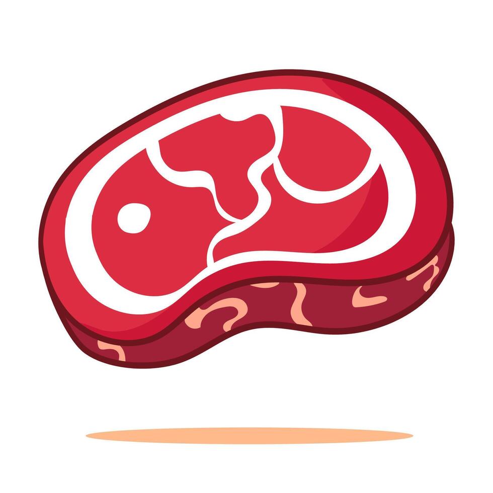 Raw Beef Meat Steak Cartoon . Food And Beverage Concept Design Illustration. Icon Illustration Isolated White Background. vector