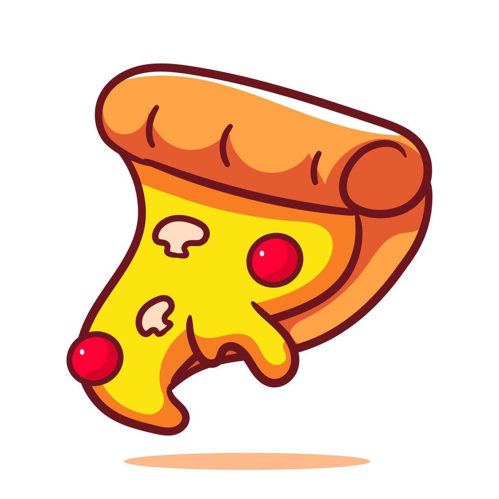 Slice of Pizza Cartoon . Food And Beverage Concept Design Illustration. Icon Illustration Isolated White Background. vector