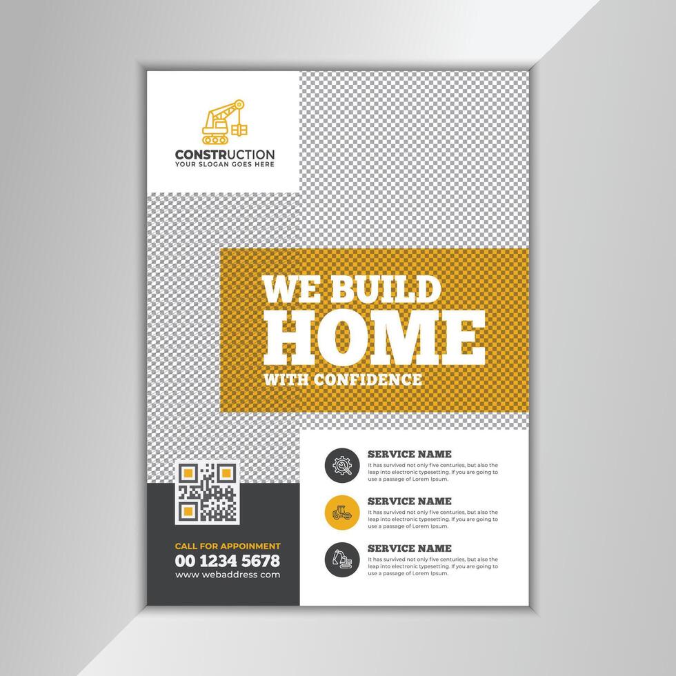 Professional Construction Flyer Template Customizable Design for Contractors and Builders vector