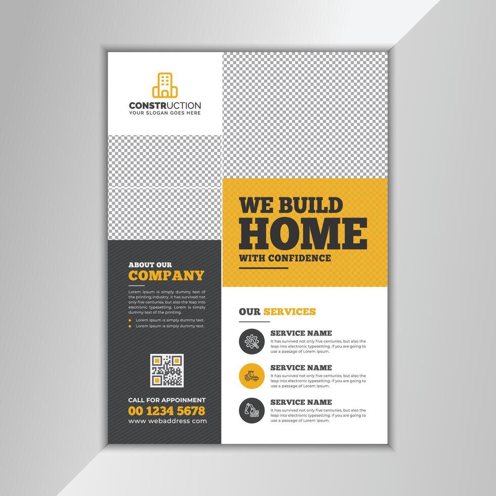 Professional Construction Flyer Template Customizable Design for Contractors and Builders vector