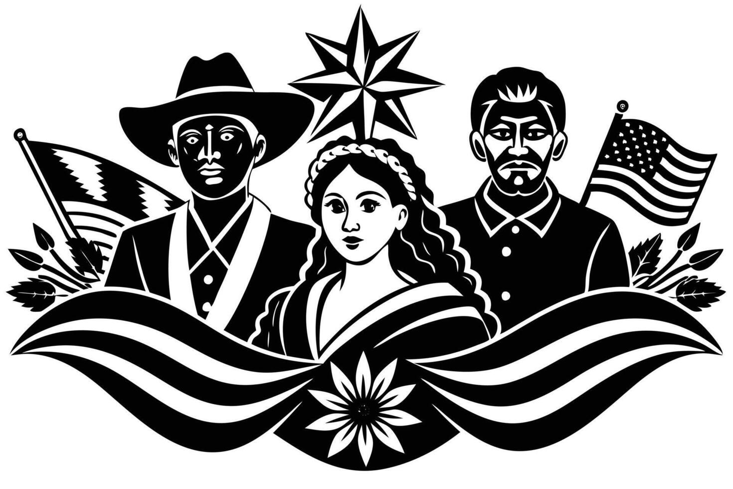 Hispanic heritage month black and white banner vector