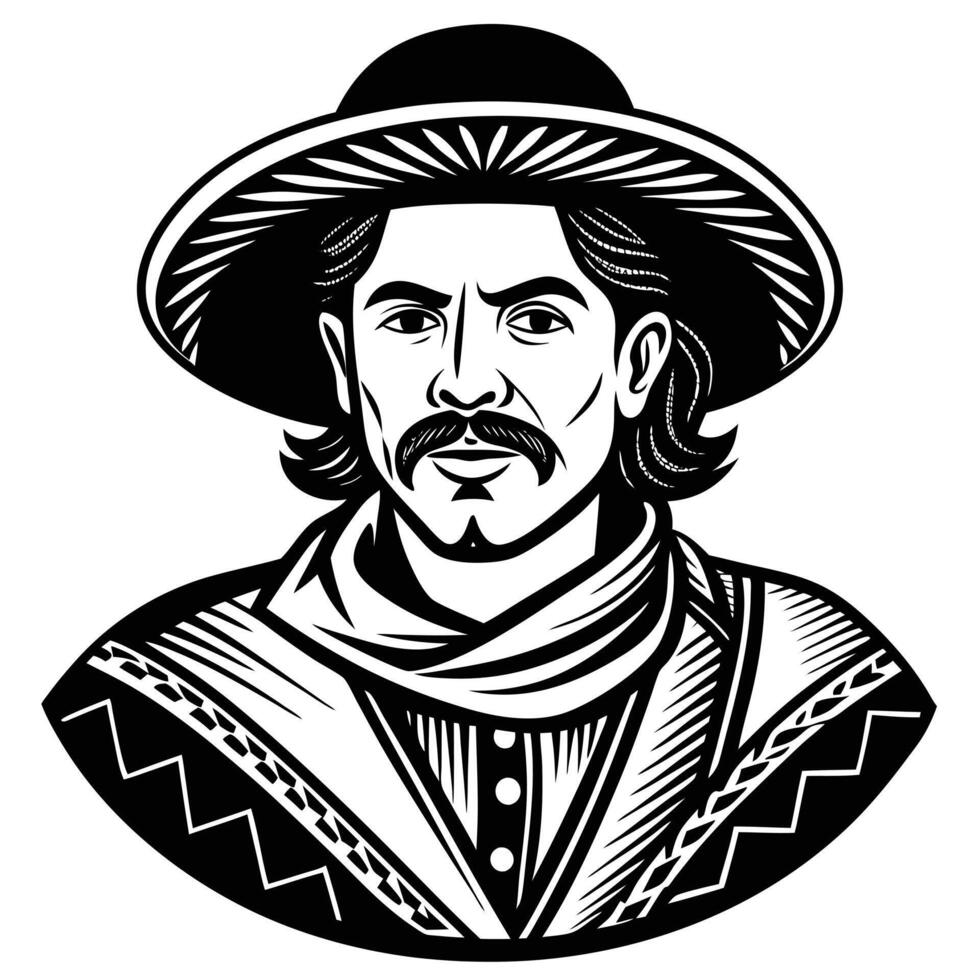 Linocut art of Hispanic heritage month vector