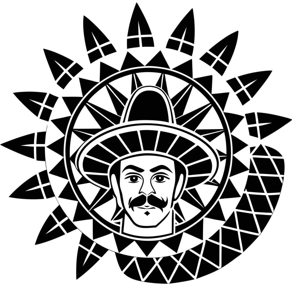 Hispanic man linocut vector