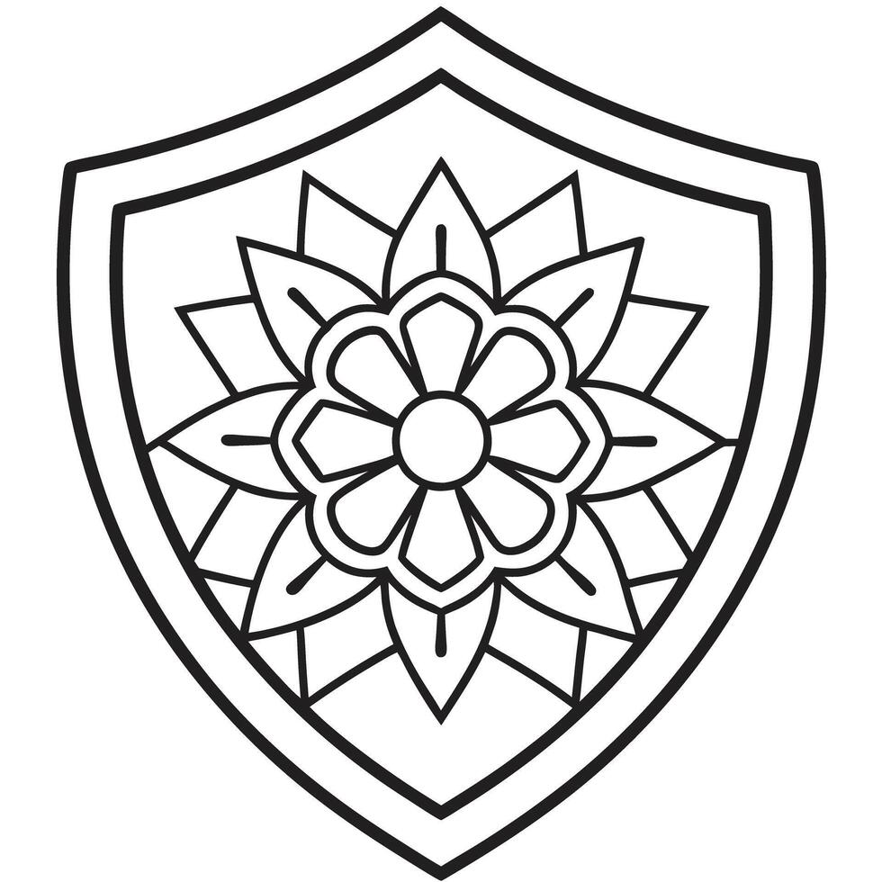 Mandala shield for coloring book vector
