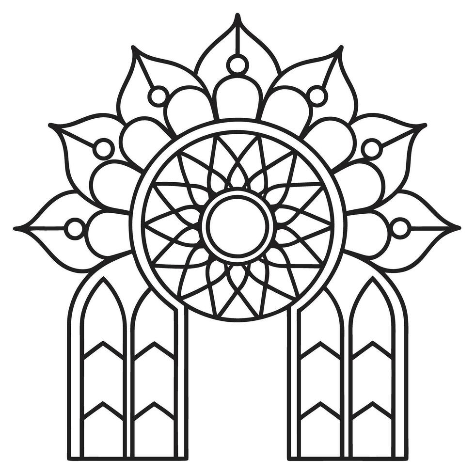 Gate Mandala for coloring book vector