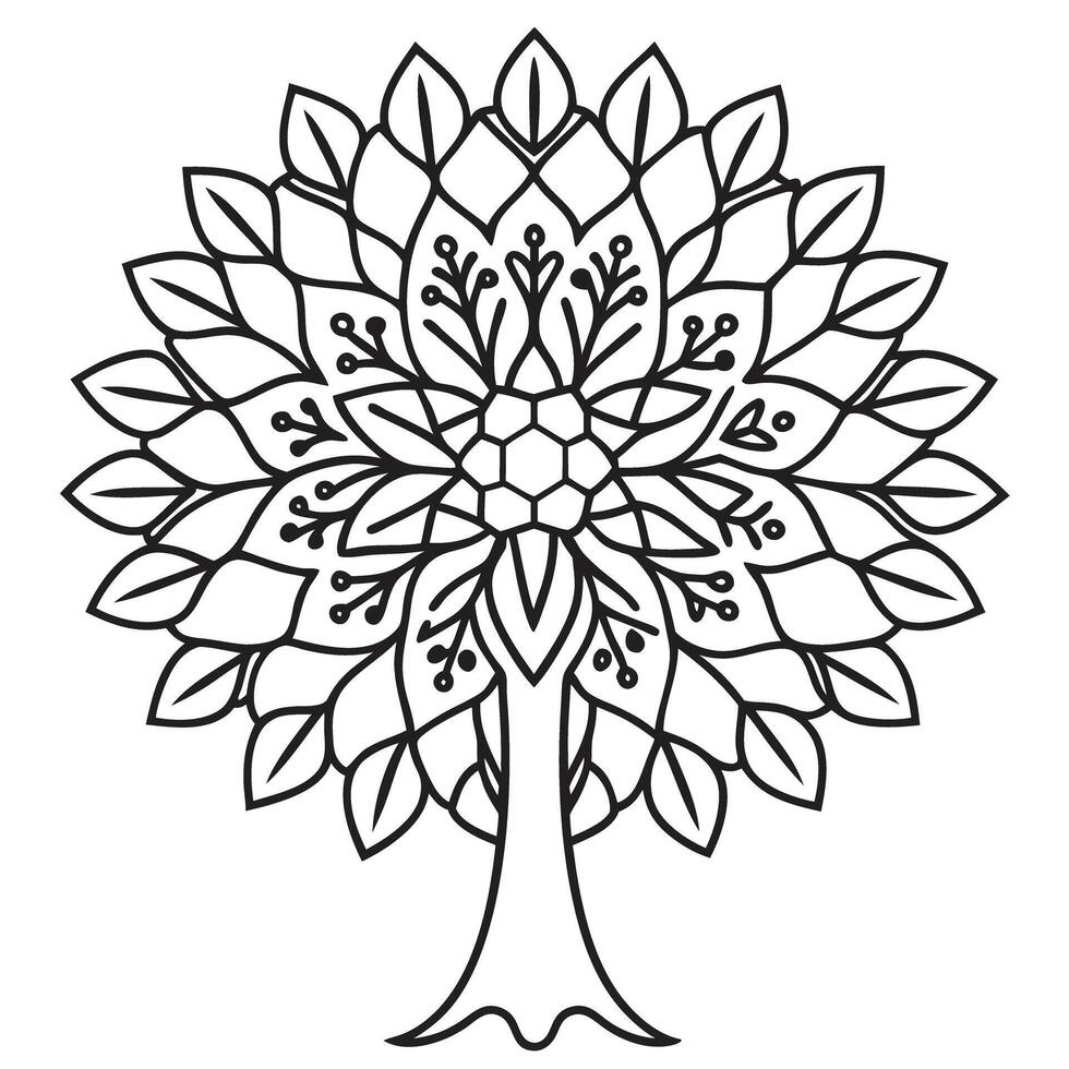 Tree Mandala for coloring book vector