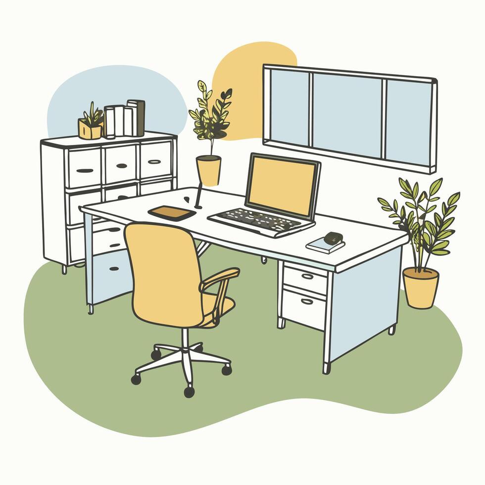 Artwork of office space vector