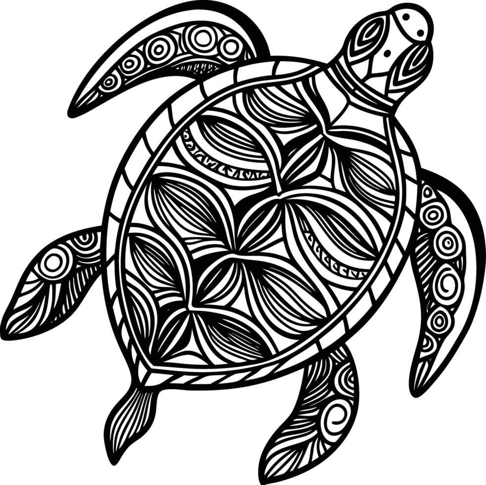 Turtle Mandala for coloring book vector