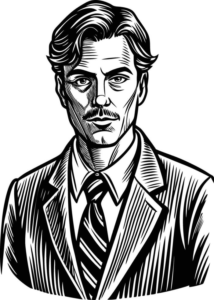 Black and white Artwork of an employee vector