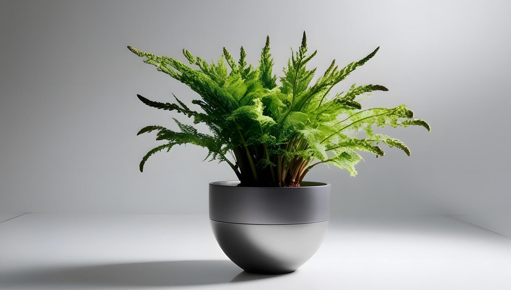 Asparagus Fern with Sleek Pot against Infinity White photo