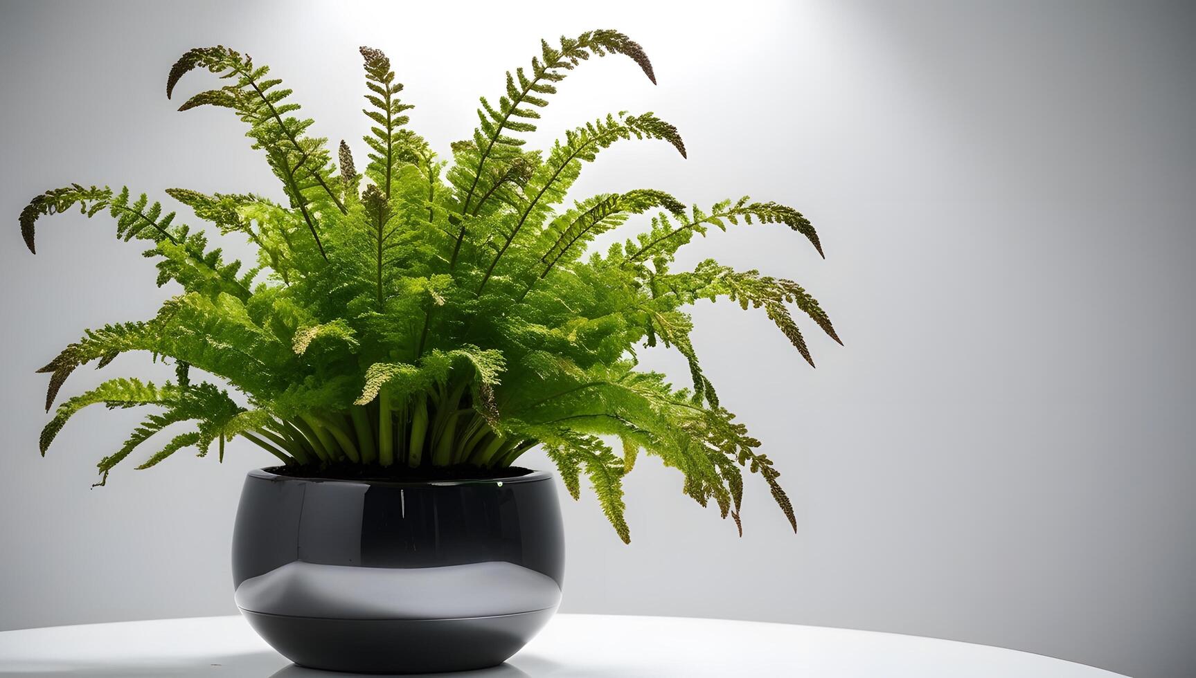 Detailed Asparagus Fern in Stylish Pot on White photo