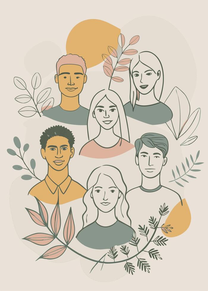 Artwork of diversity with different people vector