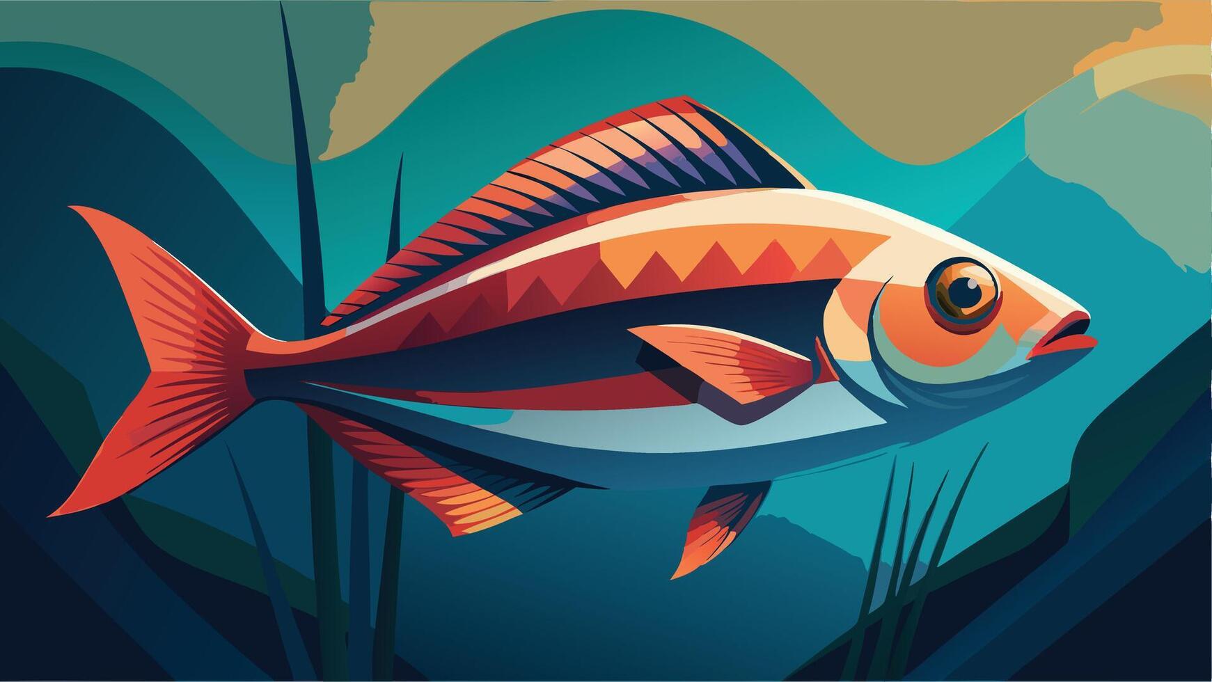 Artwork of a fish in under water vector
