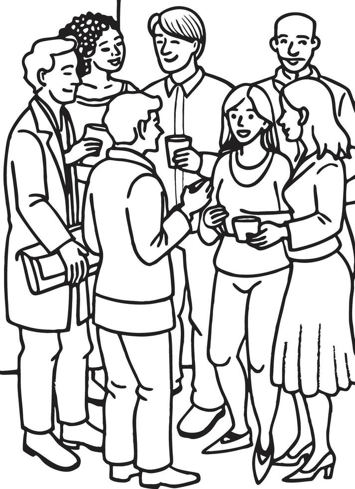 Line drawing Artwork of community vector