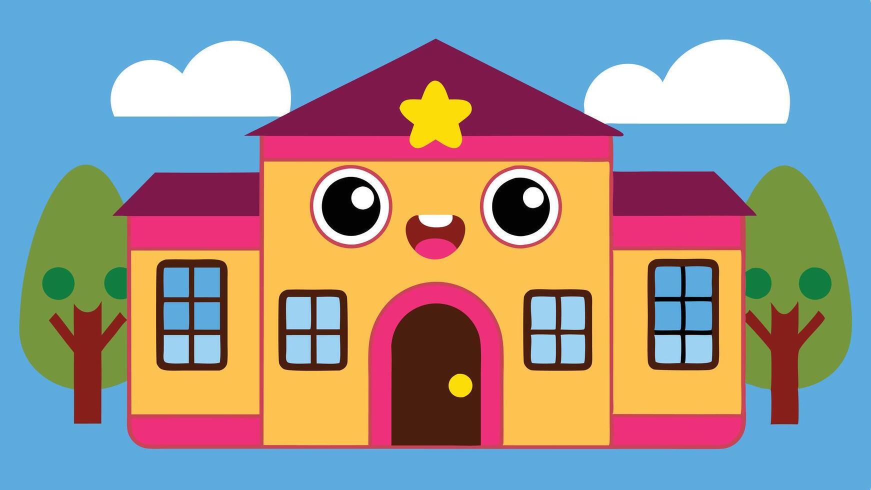 Artwork of a cartoon school vector