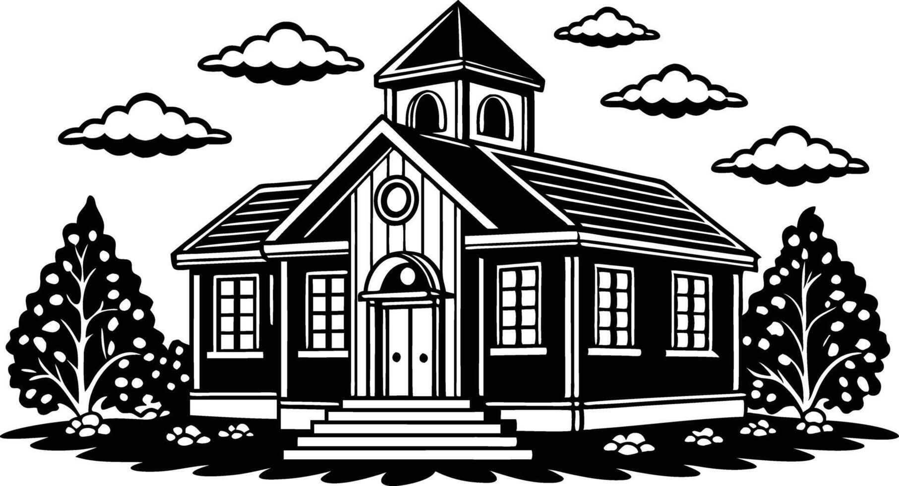 Silhouette Artwork of school vector