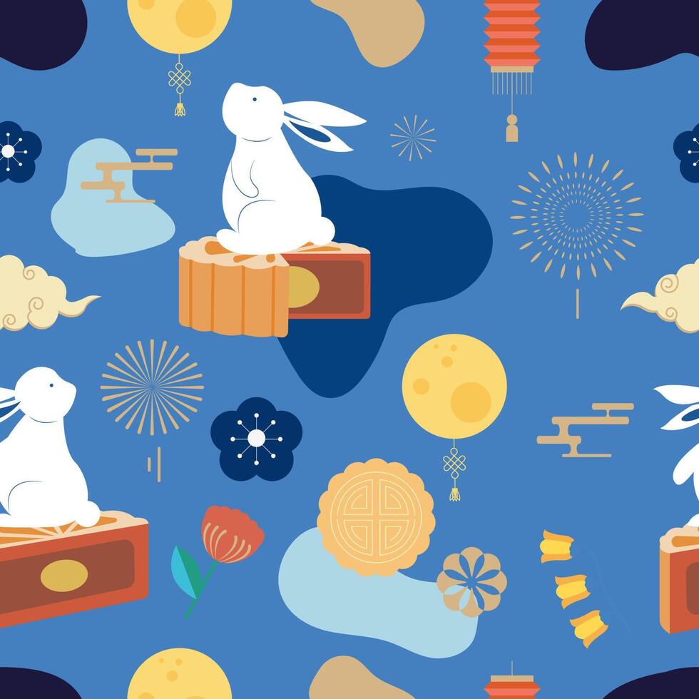 mid-autumn seamless pattern background vector