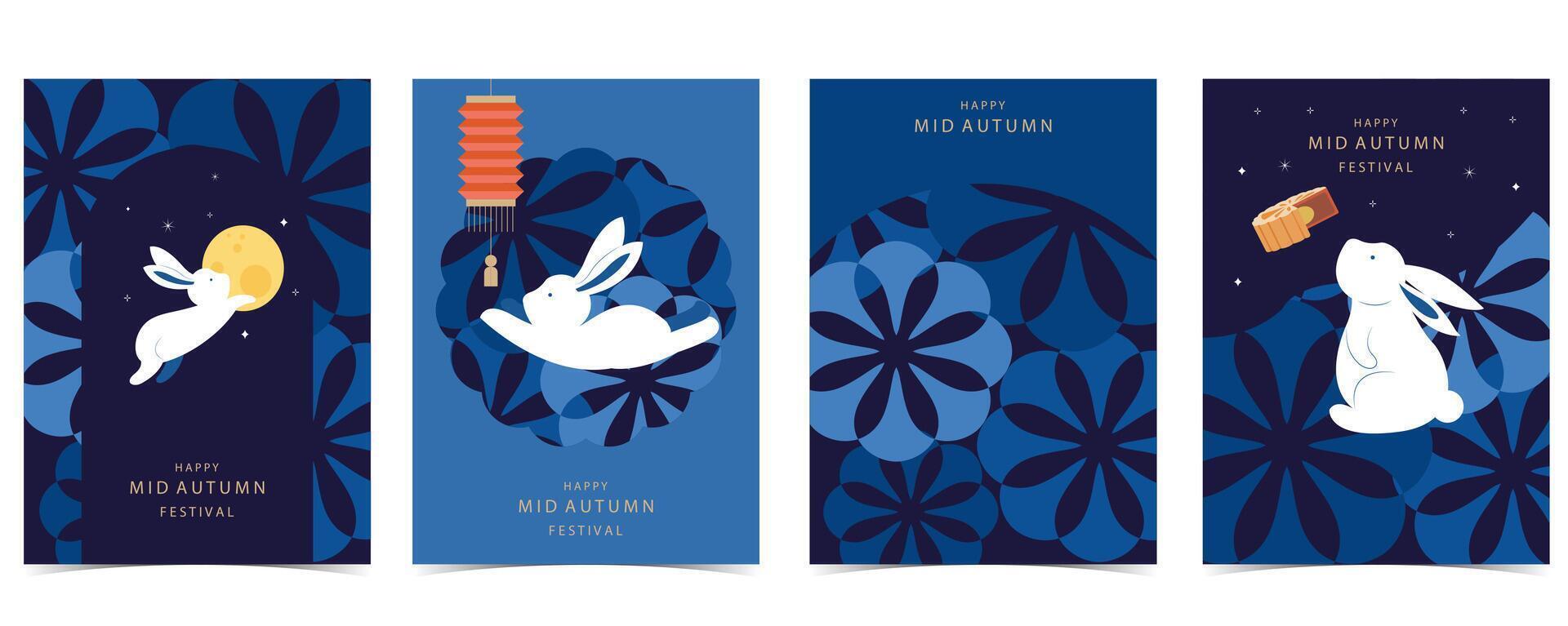 mid autumn festival flyer with mooncake vector