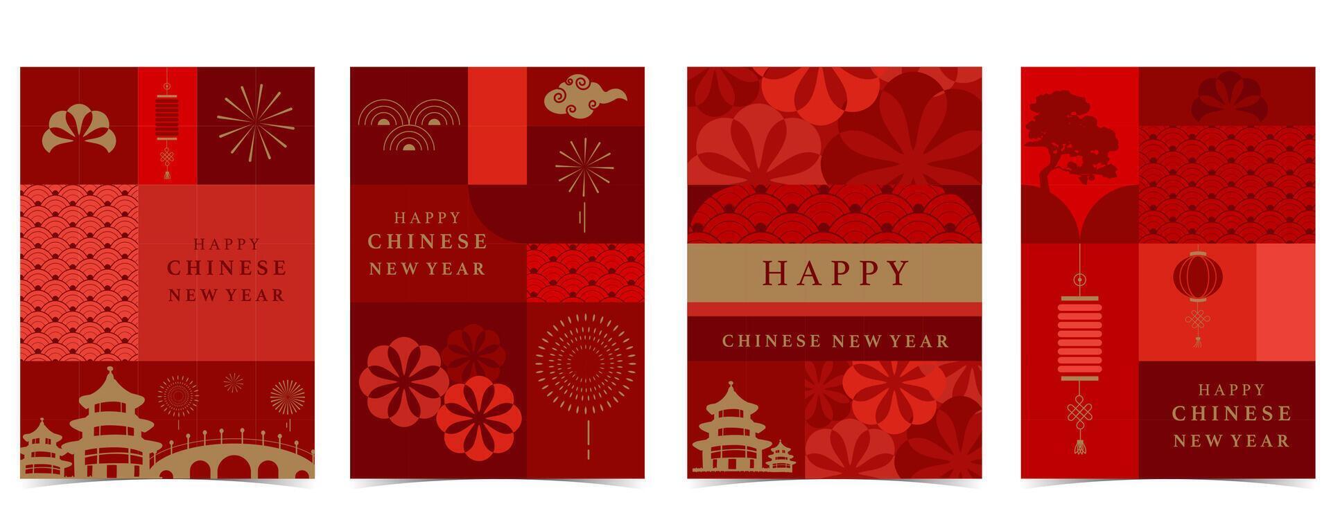 Happy Chinese New Year geometric background vector