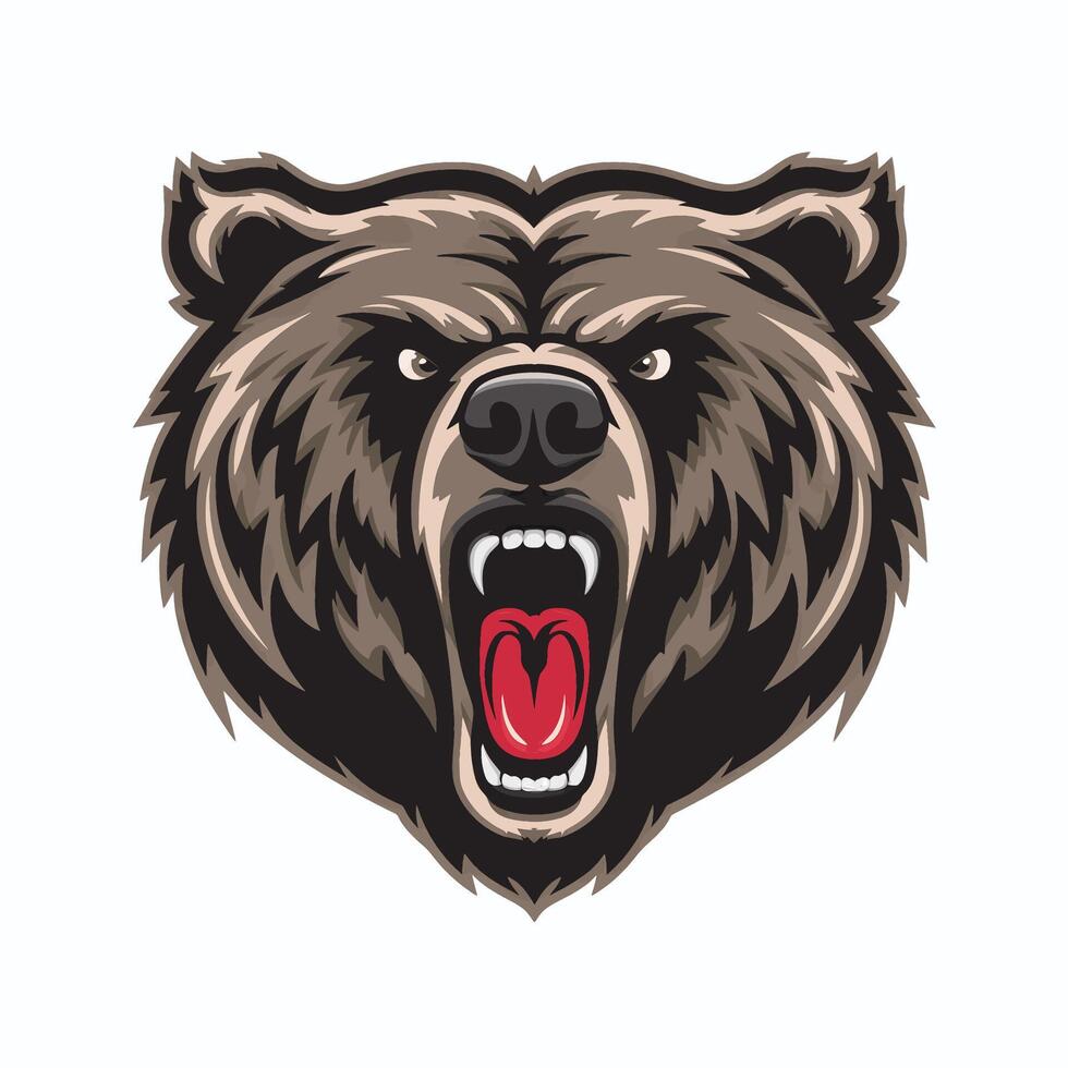 bear roar design illustration logo on white background vector