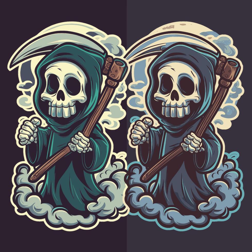 grim reaper two character design illustration vector