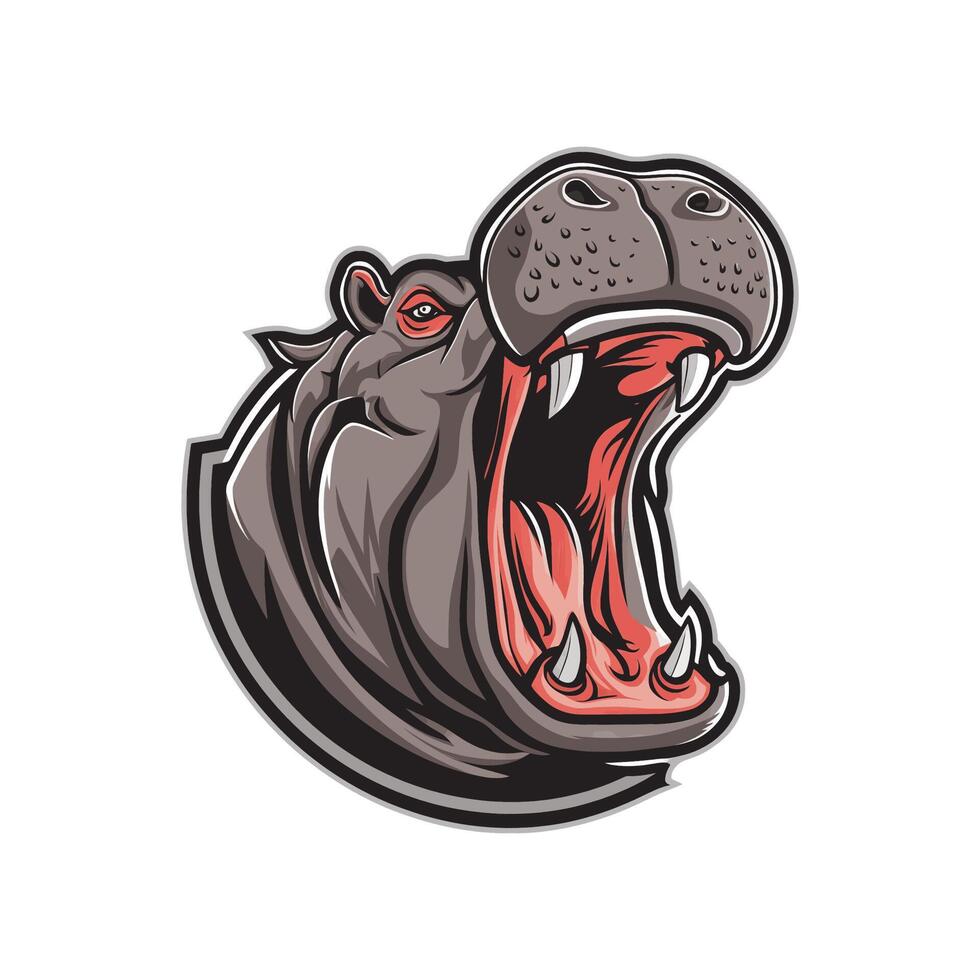hippopotamus roar illustration design on white background vector