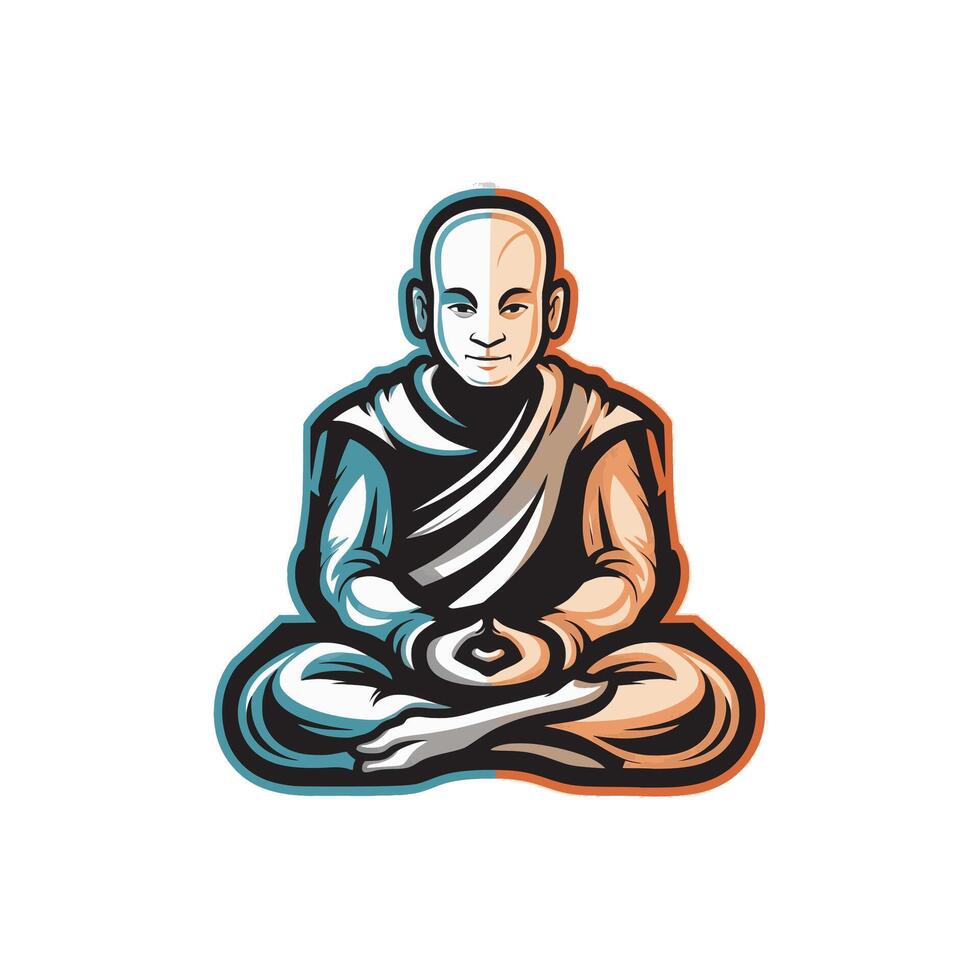 Monk character meditate design illustration vector