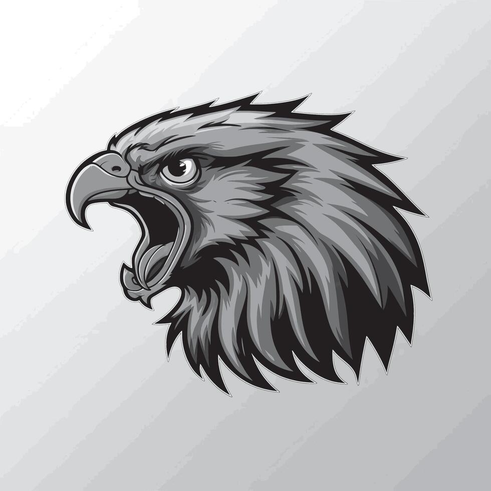 eagle head design black and white icon illustration vector
