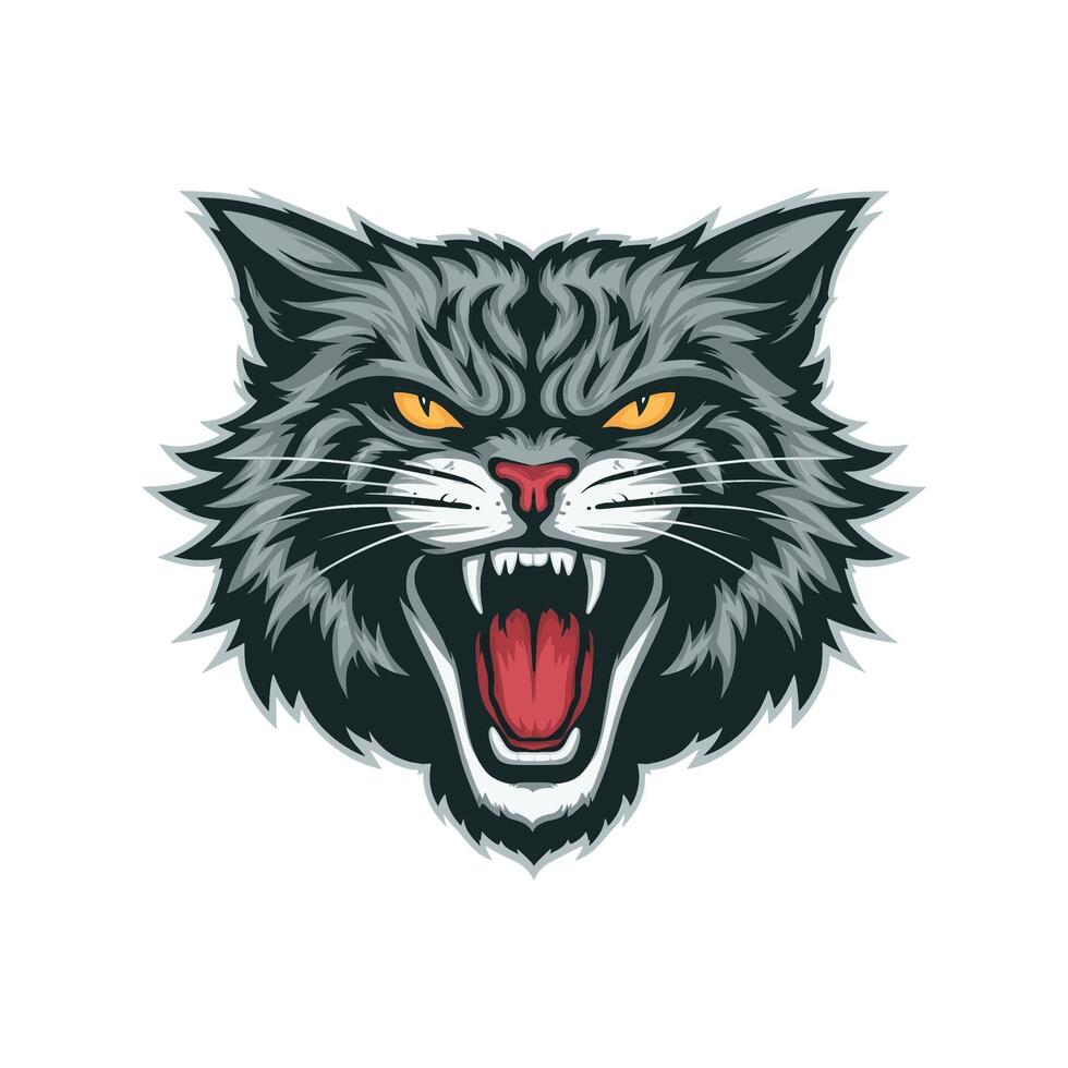 cat design roar icon illustration logo vector