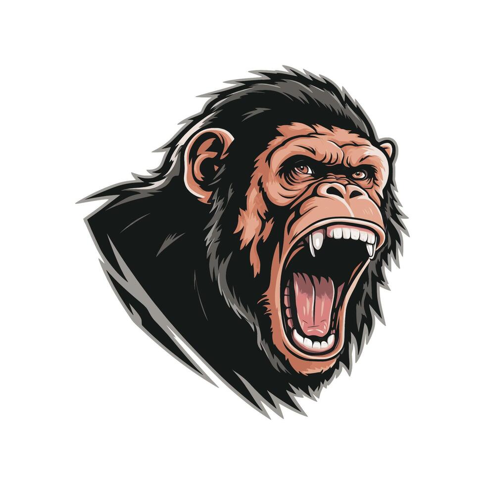 gorilla roar design close up illustration logo vector