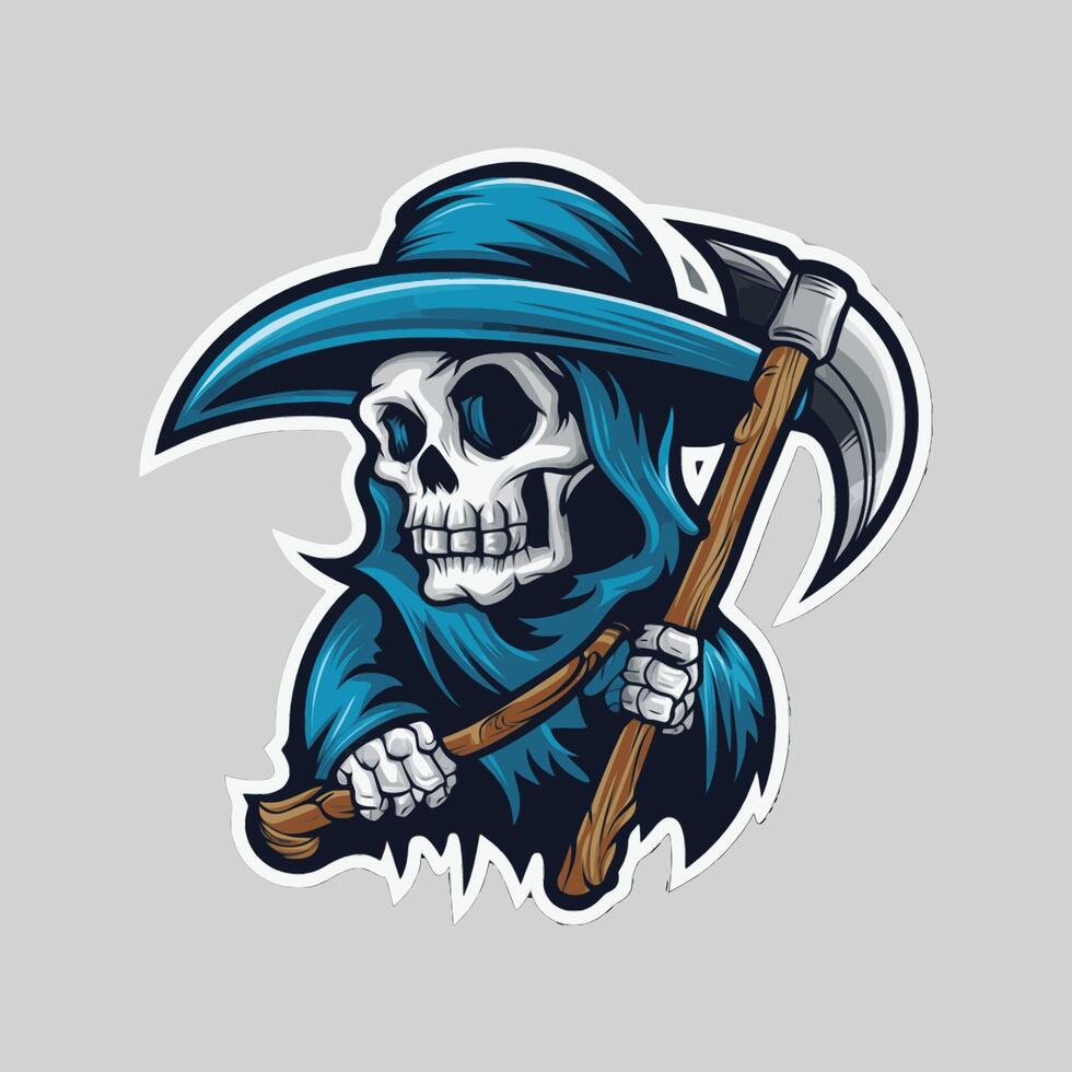 grim reaper design illustration character on silver background vector