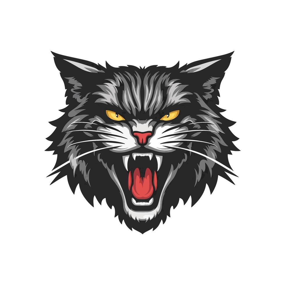 cat roar logo design illustration icon vector