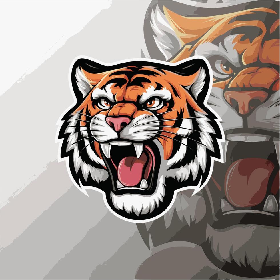 tiger roar design illustration realistic logo vector