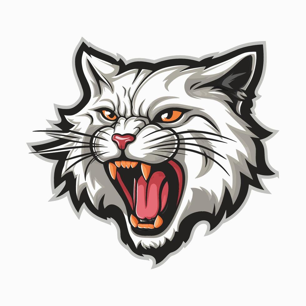 cat design roar icon illustration logo on white background vector