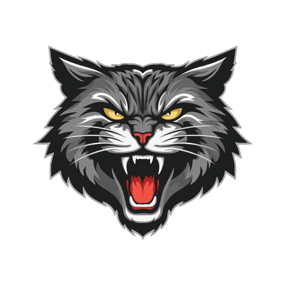 cat design roar illustration logo vector
