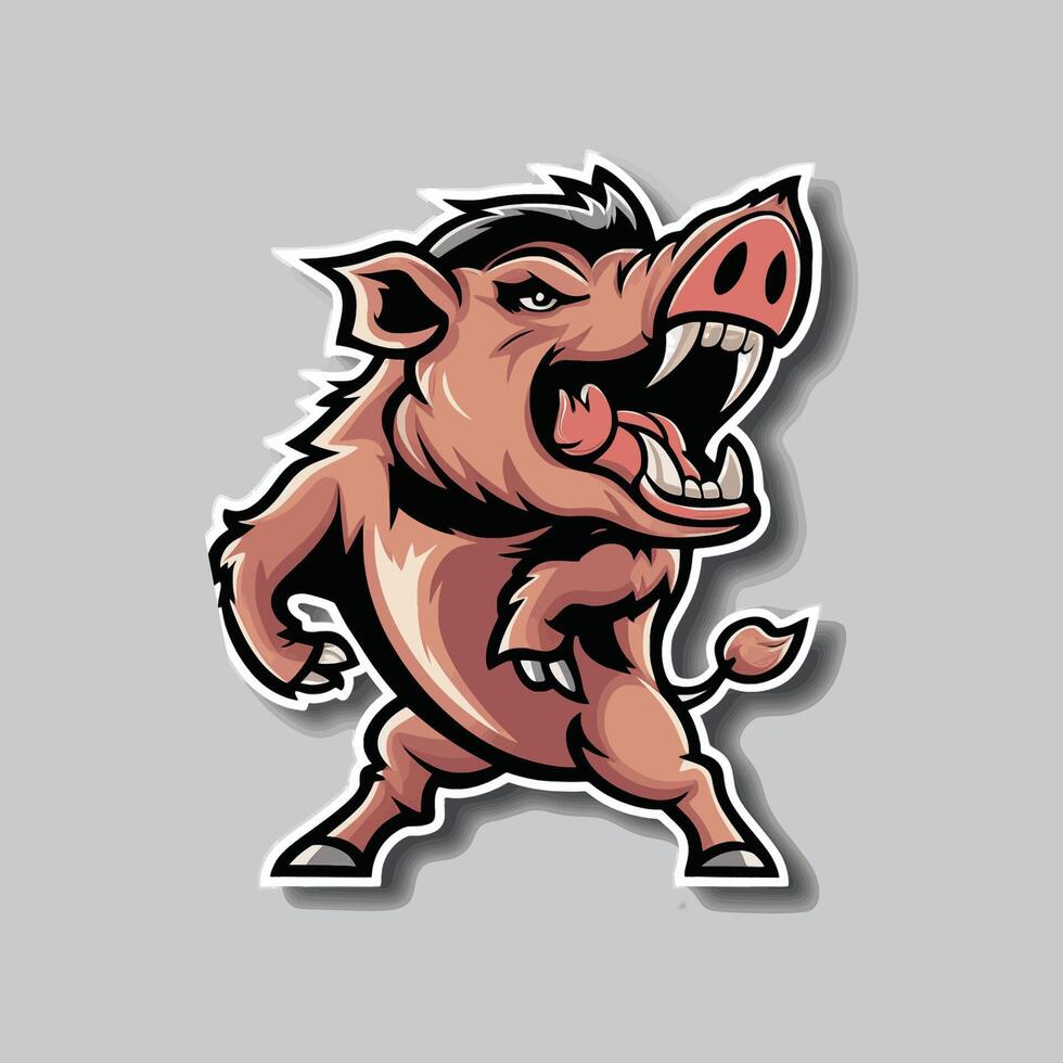 wild boar roar design illustration vector