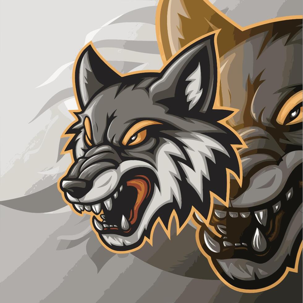 wolf wild roar design illustration logo vector