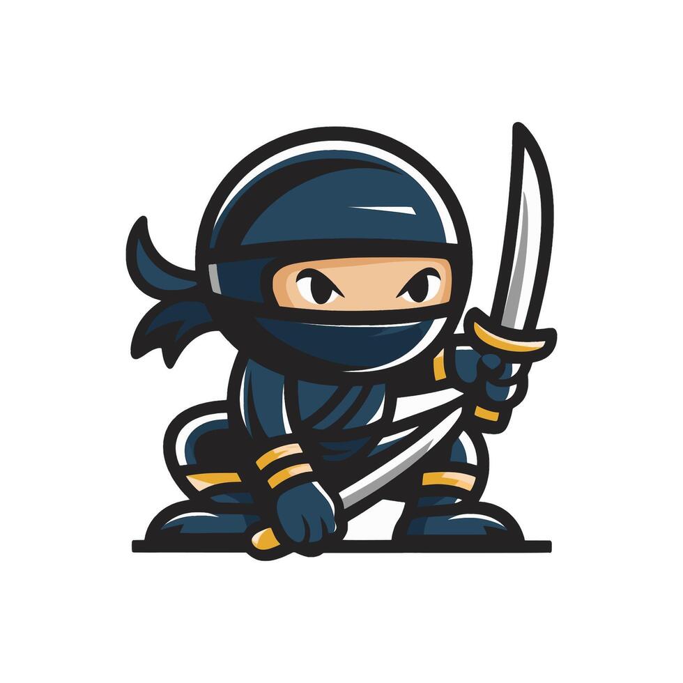 ninja character hold double sword illustration vector