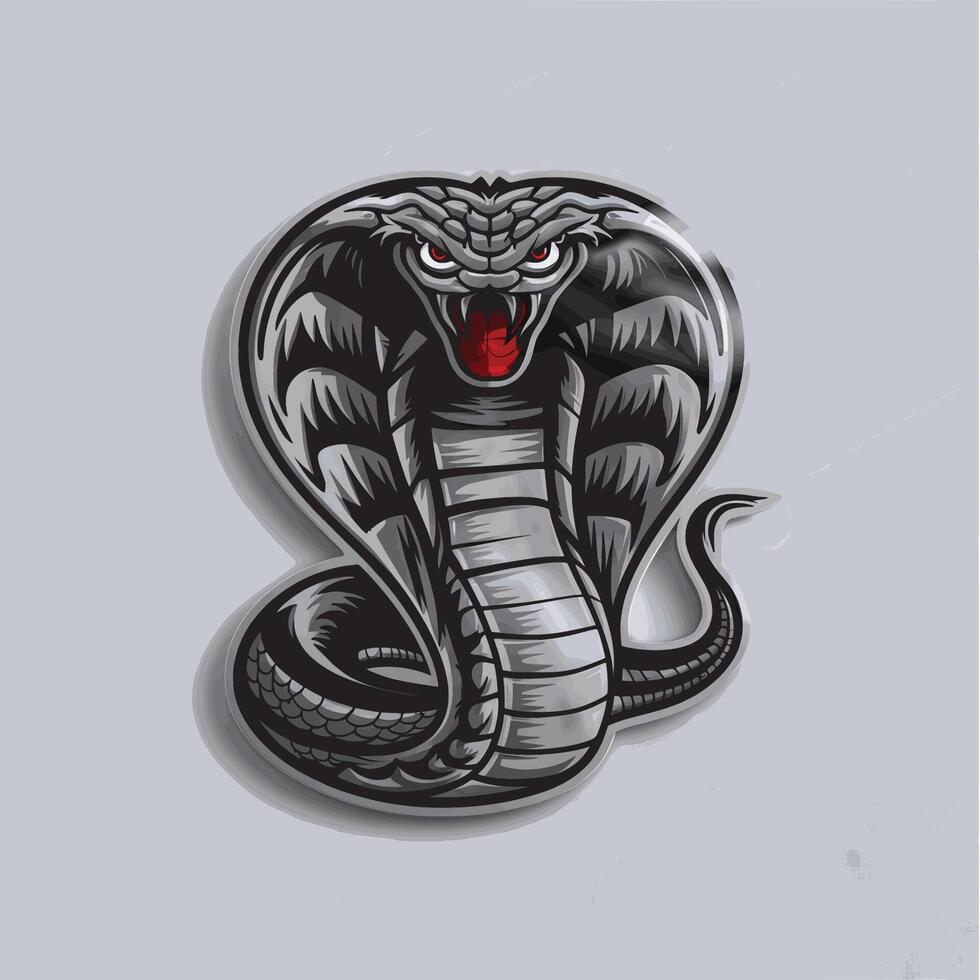 snake roar design illustration on silver background vector