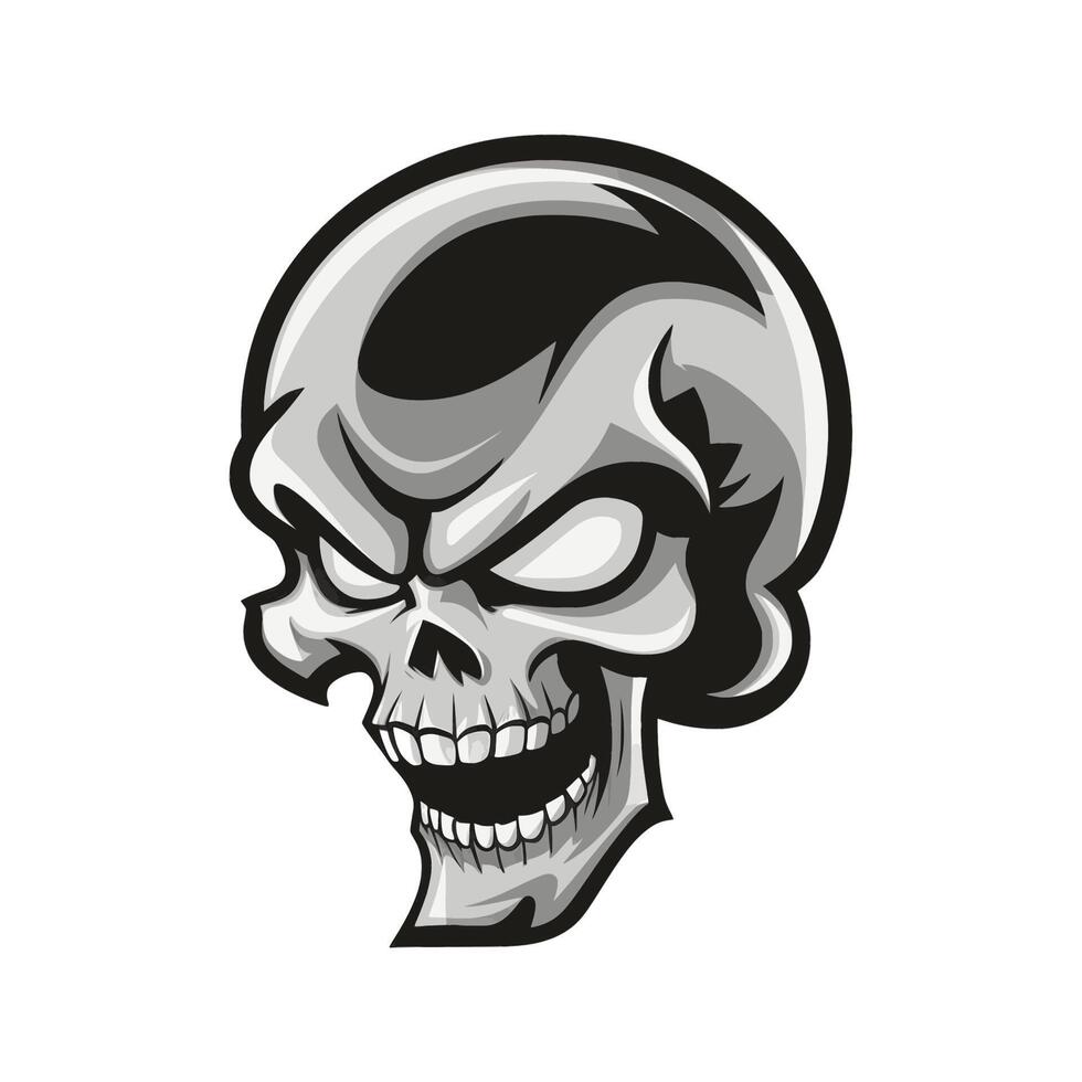 skull head character design illustration logo vector