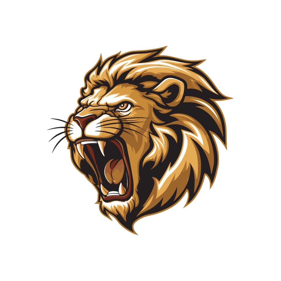 lion roar illustration logo design icon gold vector