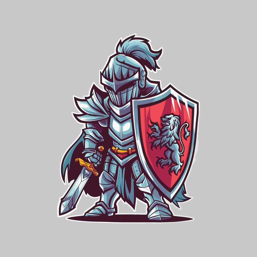 knight hold sword and shield illustration design logo 49046568 Vector