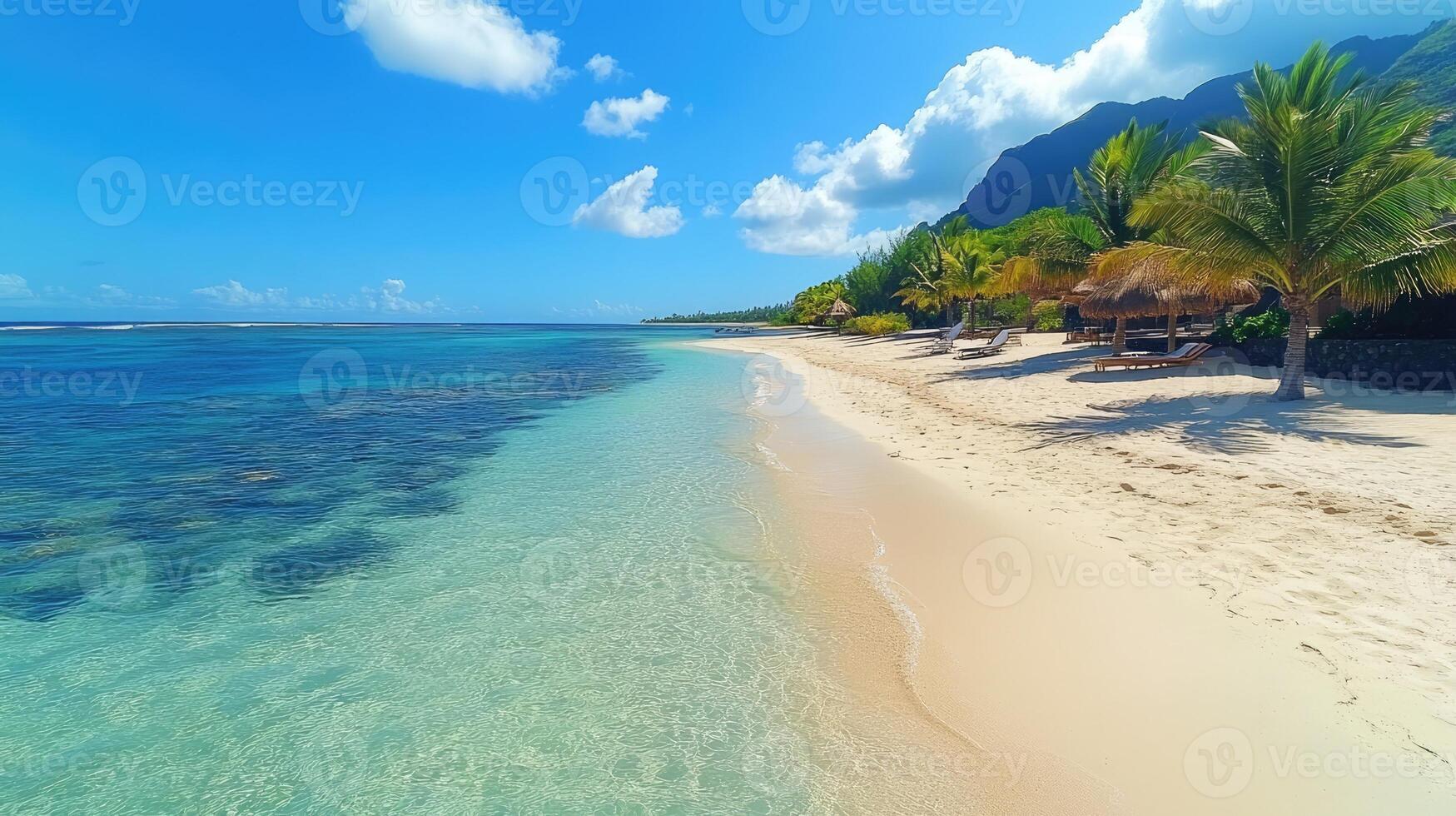 Turquoise water gently lapping on idyllic tropical beach photo