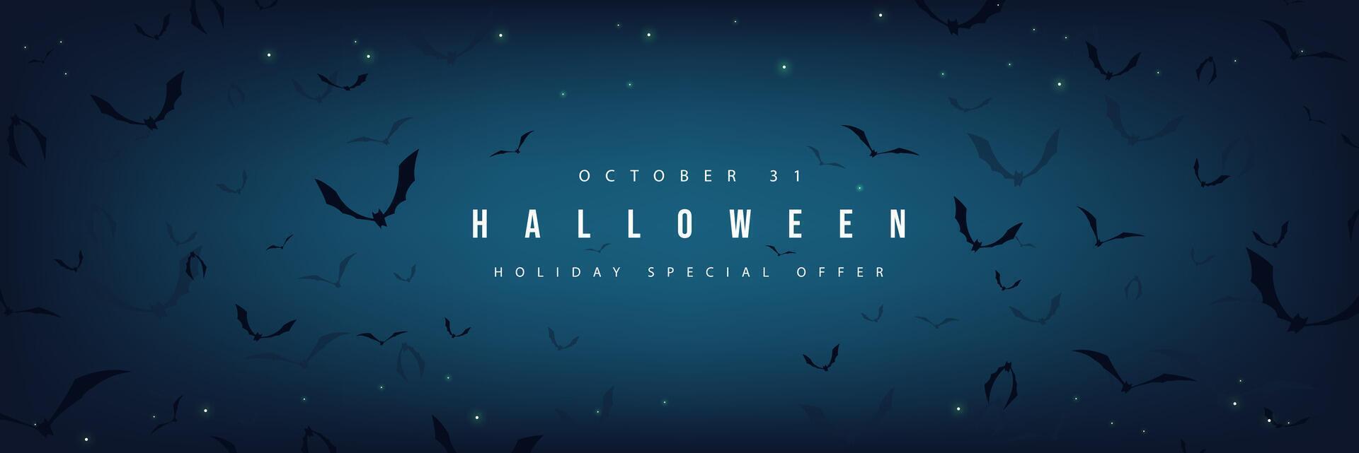 Happy Halloween banner night scene with flock of bats flying vector