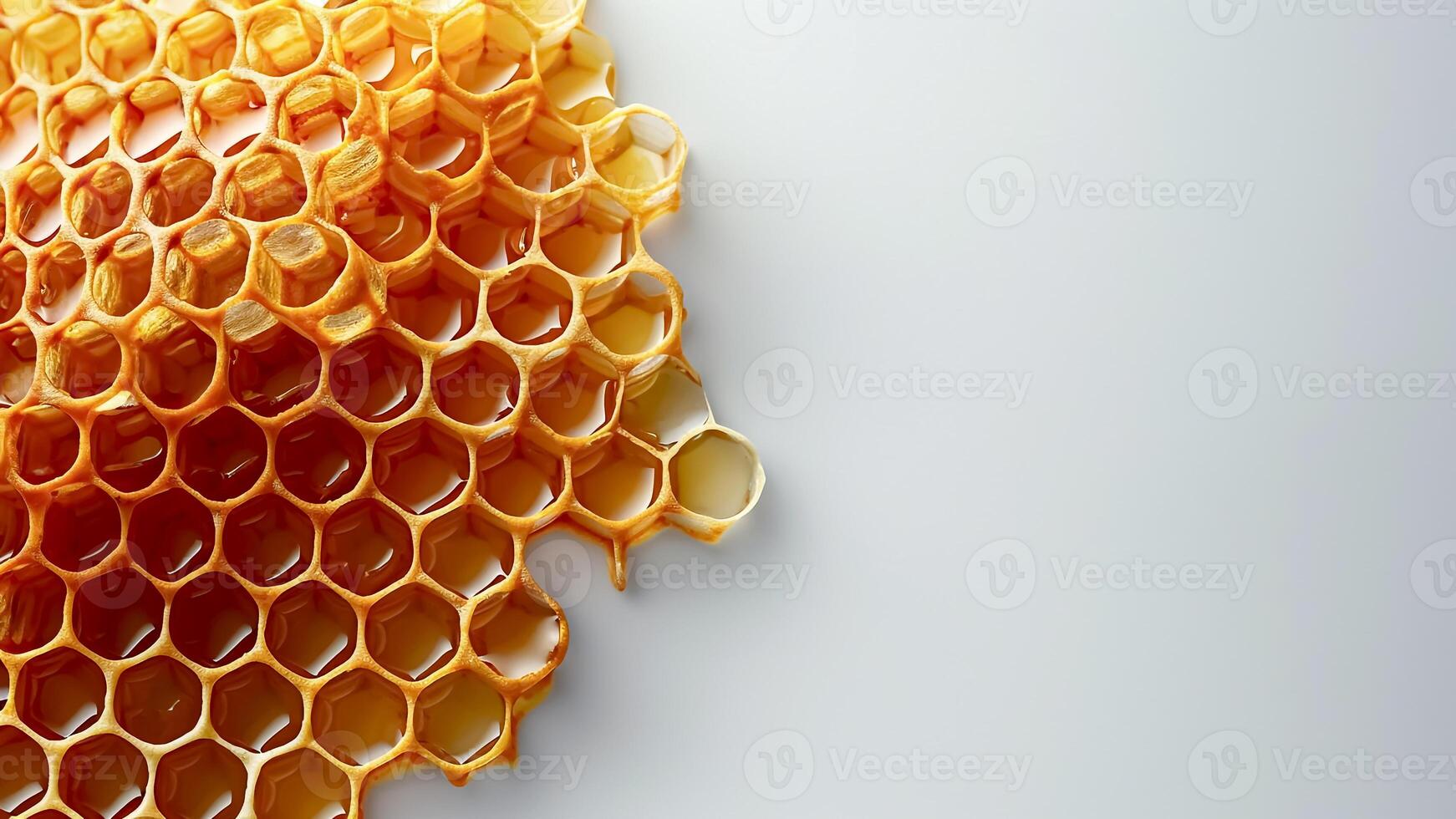 Honeycomb on White Background with Copyspace. Pure Honey, Organic Pattern, Bee Craft. photo