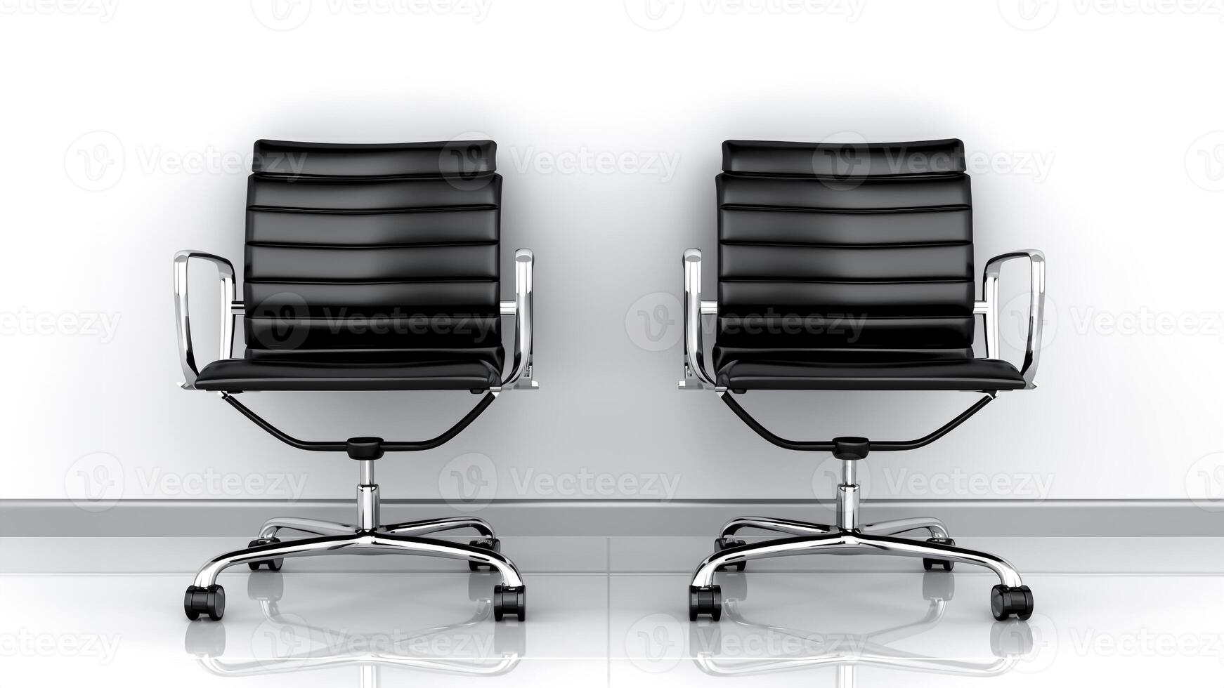 Two Ergonomic Office Chairs. Modern Workspace, Professional Setting, Comfortable Seating. photo