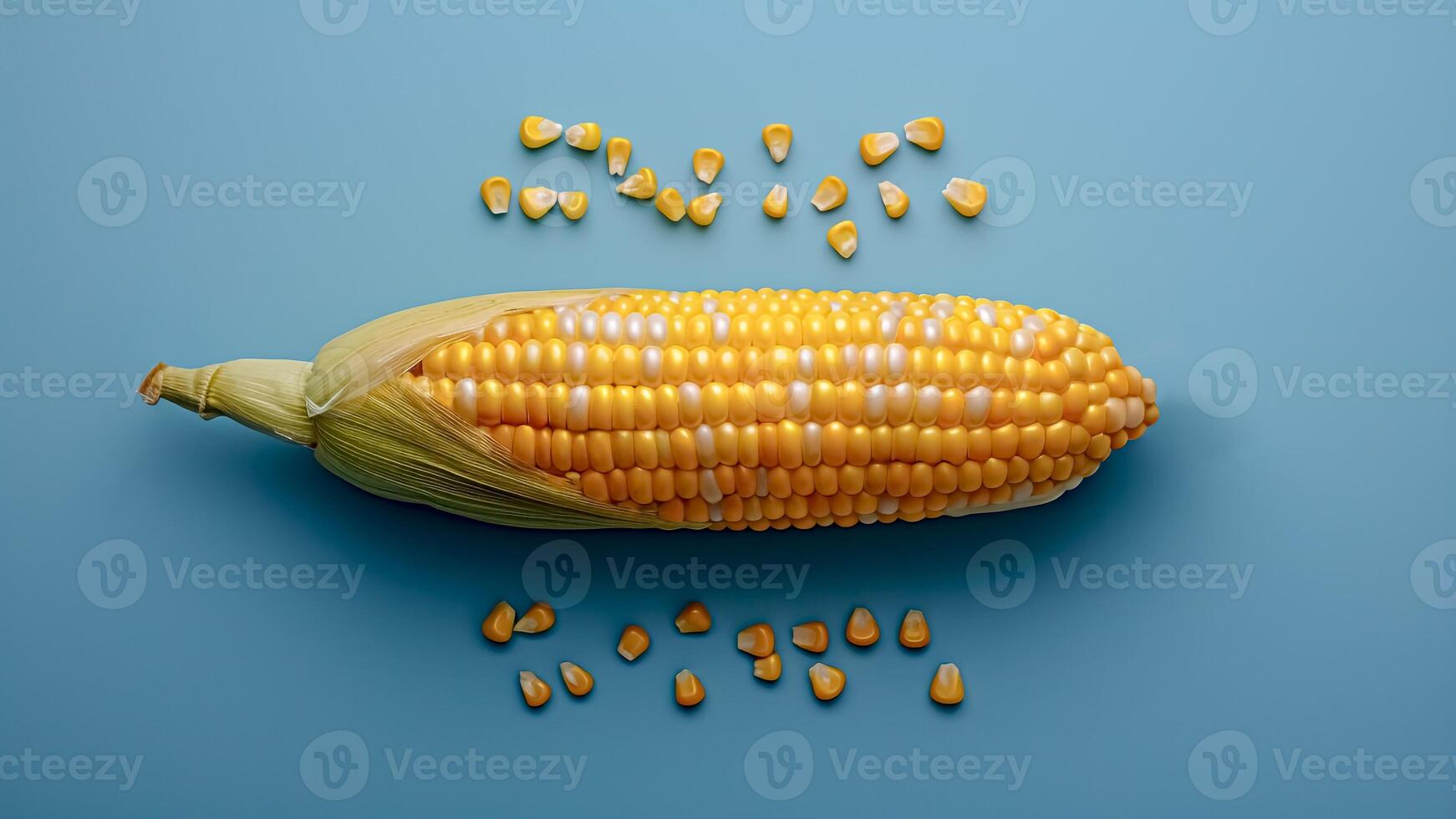 Corn on the Cob and Scattered Kernels. Farm Fresh Produce, Healthy Grains, June fest, Feast of Saint John. photo