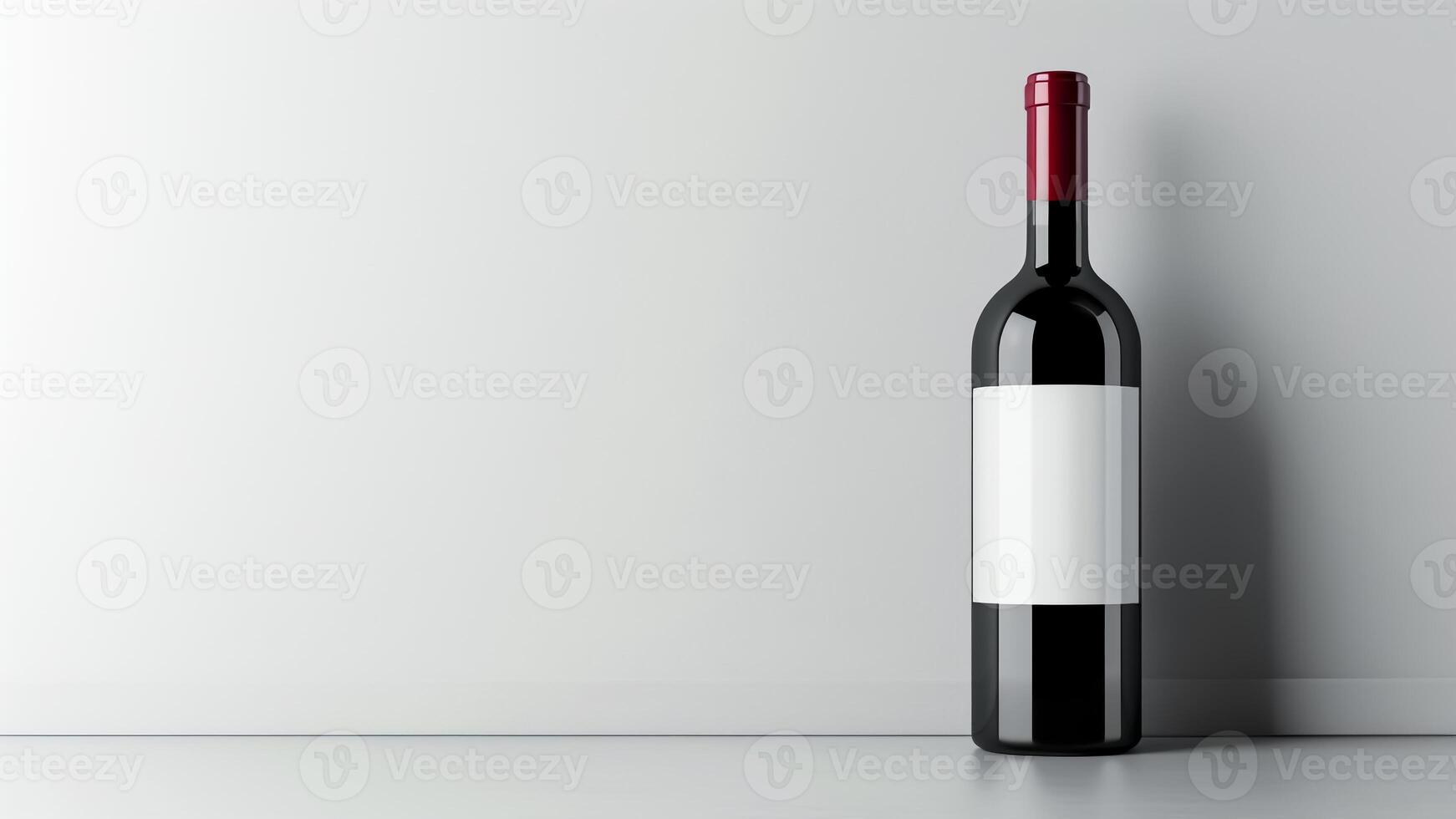 Wine Bottle with Empty Label Design on White Background. Creative Mockup, Customizable Branding, Blank Canvas. photo